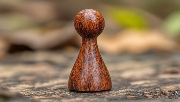 Natural Grain Miniature Wooden Pawn with Simplistic Design for Mindful Focus and Serenity