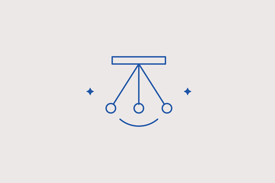 Physical pendulum wave setup line icon for science laboratory, physics education app, school classroom. Harmonious vector illustration for mechanics experiment.