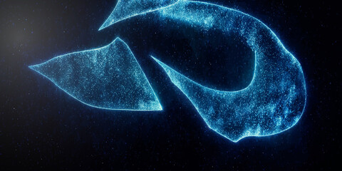 Abstract glowing blue particle swirl on dark background with particles abstract background technology futuristic constellation wallpaper conceptual illusion movement darkness atmosphere © MD OSMAN