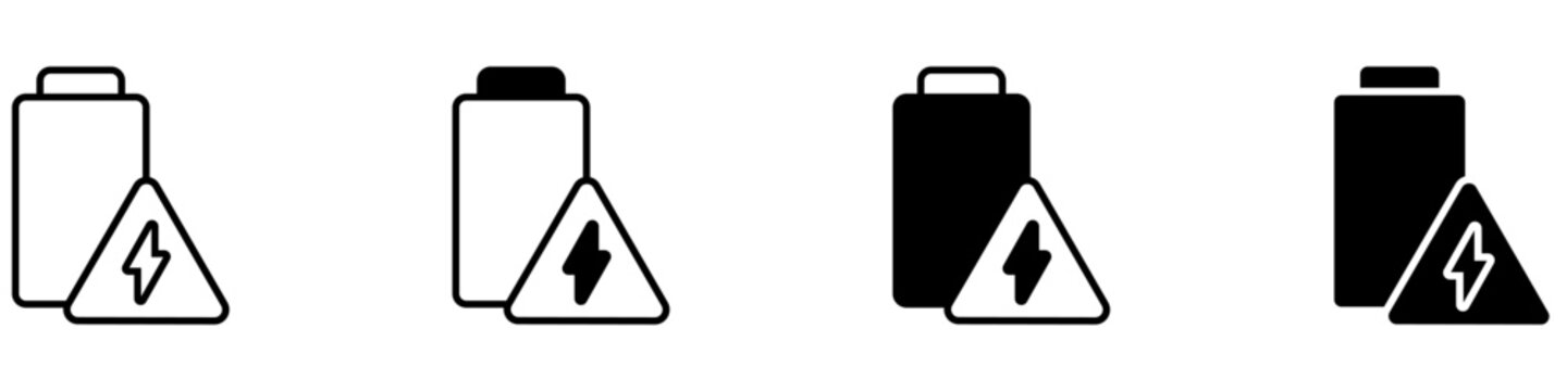 Empty battery icon vector. set Low power illustration sign collection. Energy depletion symbol. Battery status logo or mark.