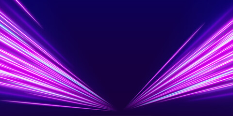 Fast transport route with luminous speed trails and abstract energy motion. Modern futuristic design. vector © Strongstock03