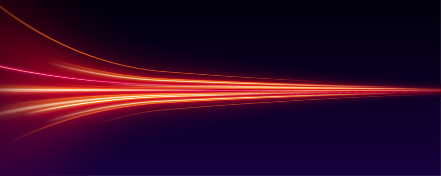 Dynamic highway tunnel of light with glowing acceleration streaks and futuristic motion effect. vector