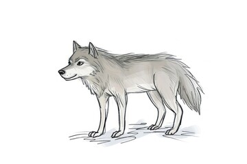Fototapeta premium Hand-drawn sketch wolf drawing animal mammal.