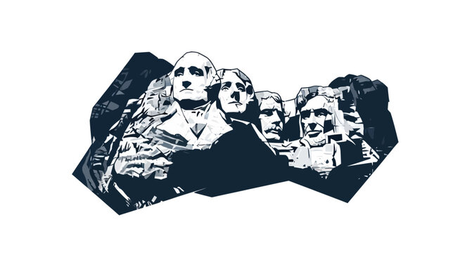 mount rushmore illustration, presidents faces