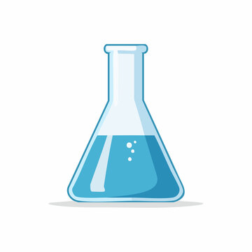 Erlenmeyer Flask with Blue Liquid and Bubbles