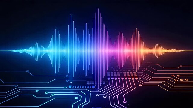 Colorful Sound Wave on Circuit Board