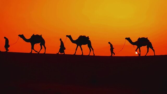 camels in the desert