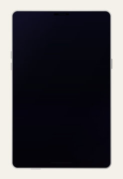 Tablet mockup with blank screen. Modern digital tablet template front view isolated on white background. Editable vector mockup for app, web, or presentation design