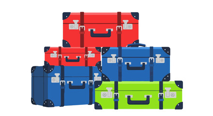 Stack of colorful vintage travel suitcases and trunks © Crit