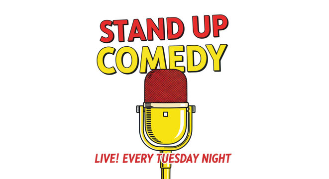 Retro stand up comedy event poster featuring microphone