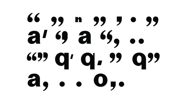 Quotation mark typography illustration with various punctuation symbols and characters