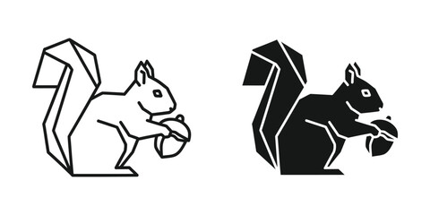 Squirrel Acorn Icon Geometric Style © OrchiDesign
