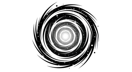 Abstract black and white spiral galaxy with stars and cosmic dust © daun