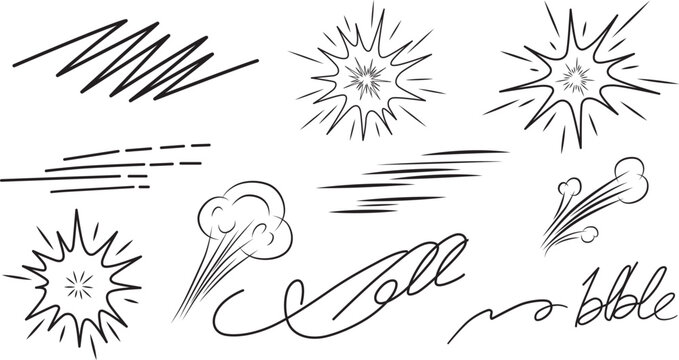 Set of comic book style action elements