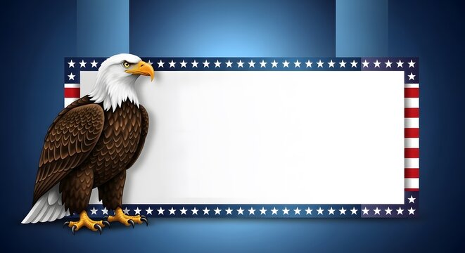 American bald eagle with patriotic border space for text or logo
