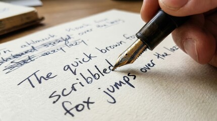 Obraz premium Hand writing with a fountain pen representing dyslexia struggle
