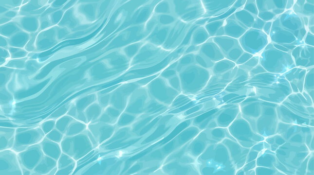 Isometric seamless pattern of rippling blue swimming pool water with caustic light reflections for summer background and graphic design