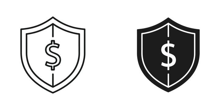 Dollar Shield Security Icon Financial Protection