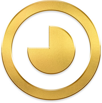 Elegant golden circle 3 qtr transparent metallic circle badge icon