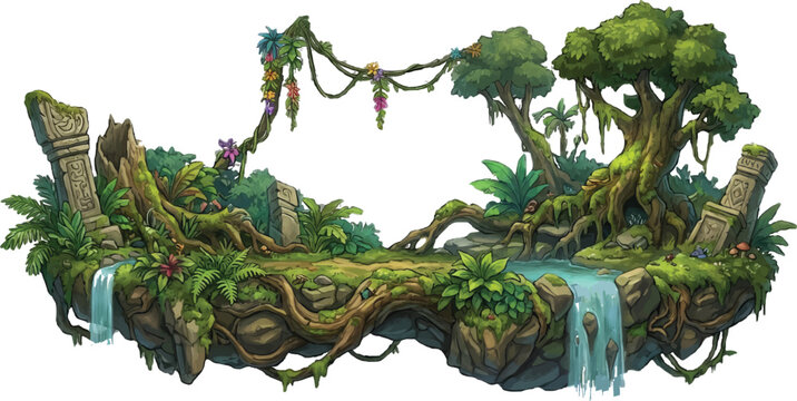 Prehistoric Jungle Ruins Platformer Game Asset
