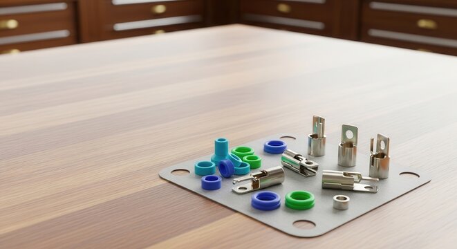 Electronic circuit components on breadboard for prototyping and education in bright workspace