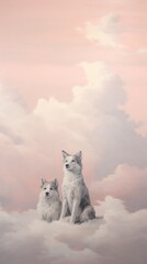 Fototapeta premium Dogs on pastel cloud sky mammal animal pet.