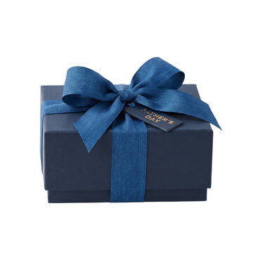 Elegant Father's Day Gift Box with Blue Ribbon and Tag for Celebration