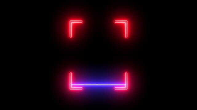 Glowing neon line Scanning the QR code icon animation, QR code being scanning concept. lock secure security icon on black background.