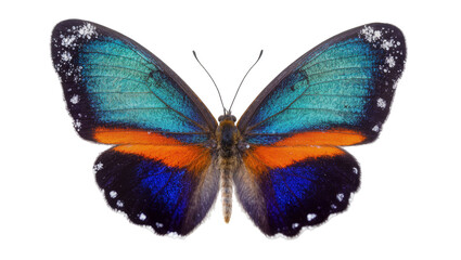 Blue orange black butterfly with white spots on wings © Maria
