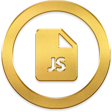 Glossy gold file js icon transparent metallic circle badge design