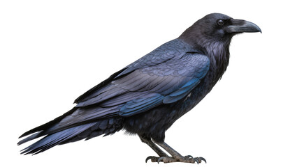 Obraz premium Black raven bird with iridescent blue feathers