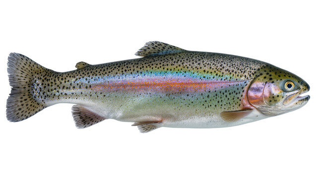 Rainbow trout fish with colorful stripe and black spots