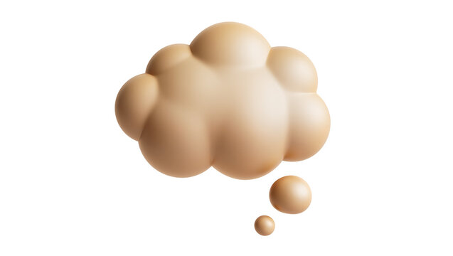 3D beige thought bubble with small spheres