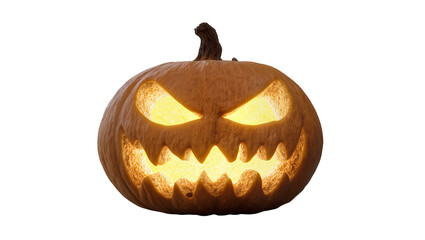 Scary Jack-o -lantern with glowing yellow eyes and mouth © Maria