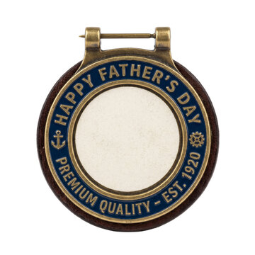 Father's Day medal with inscription and blank center for celebration or award purposes