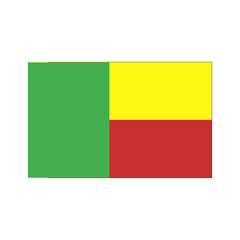 Obraz premium Benin flag with vertical green yellow and red stripes on white background