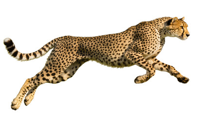 Cheetah running fast with spotted fur and long tail © Maria