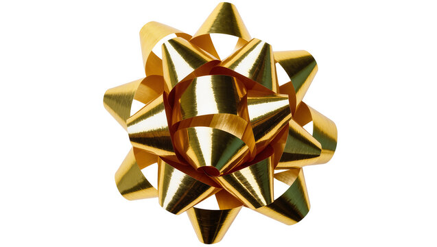 Shiny gold metallic gift bow with layered loops