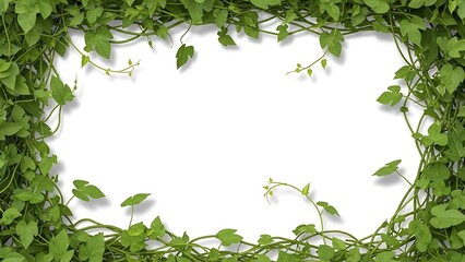 Fototapeta premium Green leafy frame with natural ivy border around white space