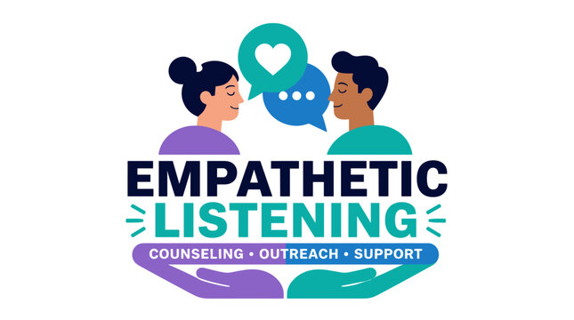 Empathetic Listening Concept Illustration With Two People Communicating.