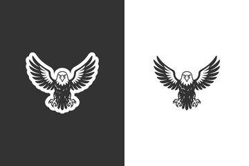 Fototapeta premium A detailed illustration of an eagle with outstretched wings, presented in a graphic, stylized manner