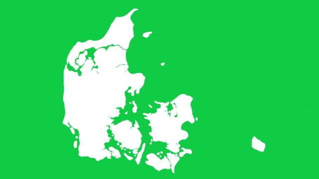 Denmark map pop animation with green background