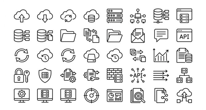 Cloud computing and data management icons