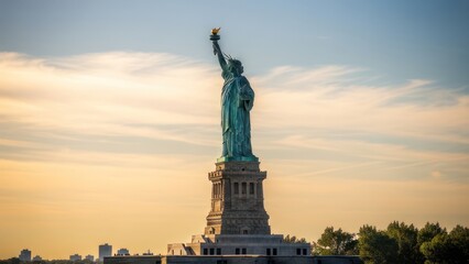 Fototapeta premium Statue of Liberty at Golden Hour Sunset