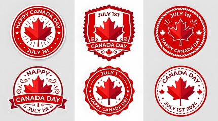 Happy canada day celebration vintage stamp design