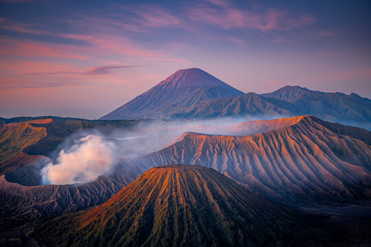 Early morning landscape of crater Bromo, Java island, Indonesia