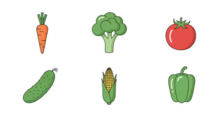 Fototapeta premium Colorful vegetable icons against black background