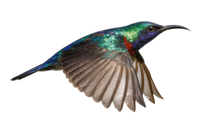 Obraz premium Hummingbird with iridescent green and blue plumage in flight