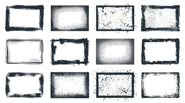Collection of distressed rectangle frames.