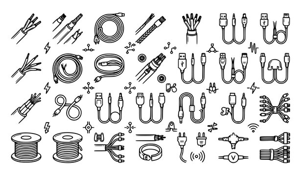 Electric wire and cable illustrations